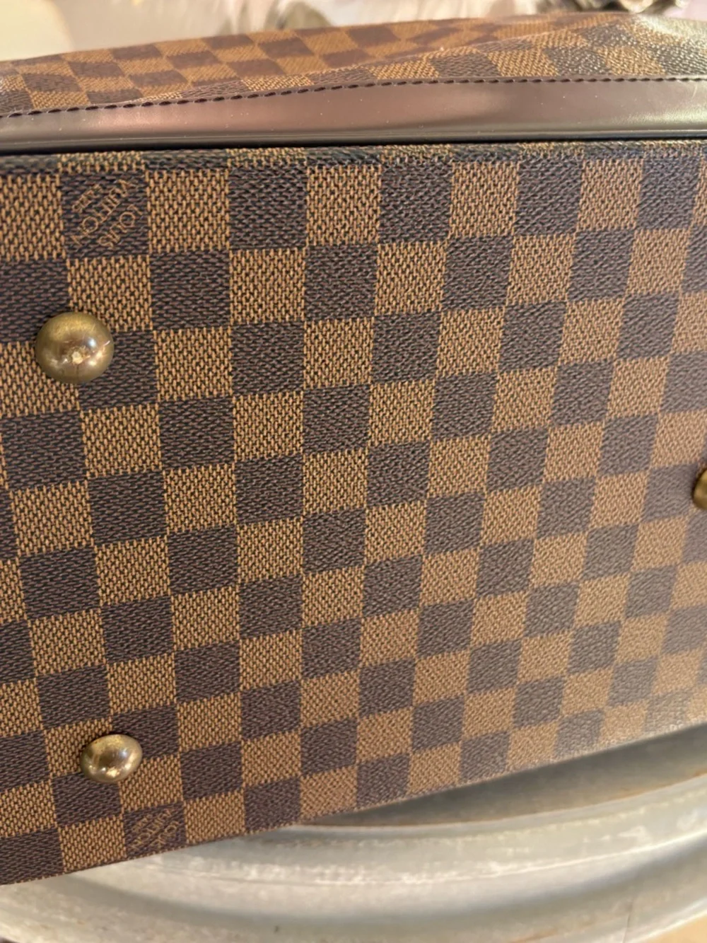 Louis Vuitton Brown Damier Canvas Travel Weekend Bag with Dark Trim - Picture 10 of 16